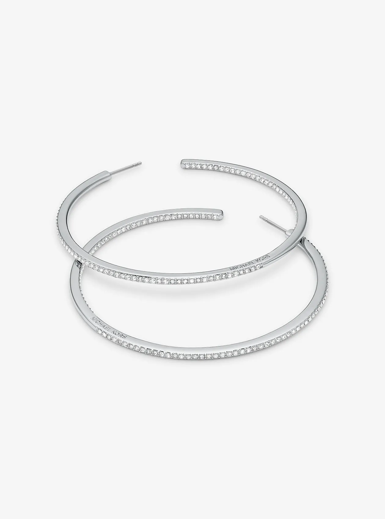 Precious Metal-Plated Brass Pavé Hoop Earrings