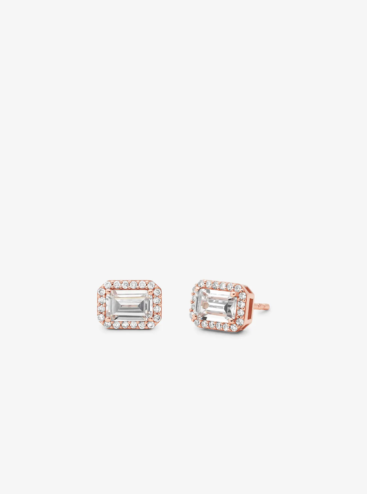 Precious Metal-Plated Pavé Halo Stud Earrings