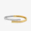 Precious Metal-Plated Pav&eacute; Sterling Silver Bangle