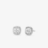 Precious Metal-Plated Sterling Silver Pav&eacute; Stud Earrings