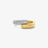 Precious Metal-Plated Sterling Silver and Pavé Ring