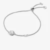 Precious Metal-Plated Sterling Silver Pav&eacute; Halo Slider Bracelet
