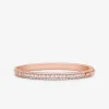 Precious Metal-Plated Sterling Silver Pav&eacute; Bangle