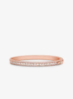 Precious Metal-Plated Sterling Silver Pavé Bangle