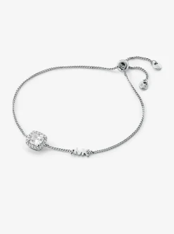 Precious Metal-Plated Sterling Silver Pavé Slider Bracelet