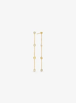 Precious Metal-Plated Sterling Silver Cubic Zirconia Drop Earrings