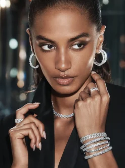 Precious Metal-Plated Sterling Silver Cubic Zirconia Slider Bracelet