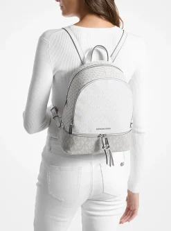 Rhea Medium Color-Block Logo Backpack