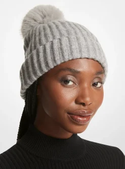Ribbed Cashmere Beanie Hat