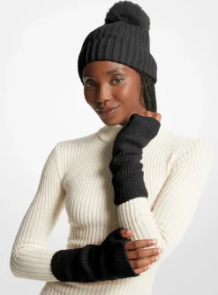 Ribbed Cashmere Fingerless Gloves