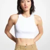 Ribbed Recycled Viscose Blend Cropped Tank Top