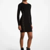 Ribbed Stretch Knit Lace-Up Dress