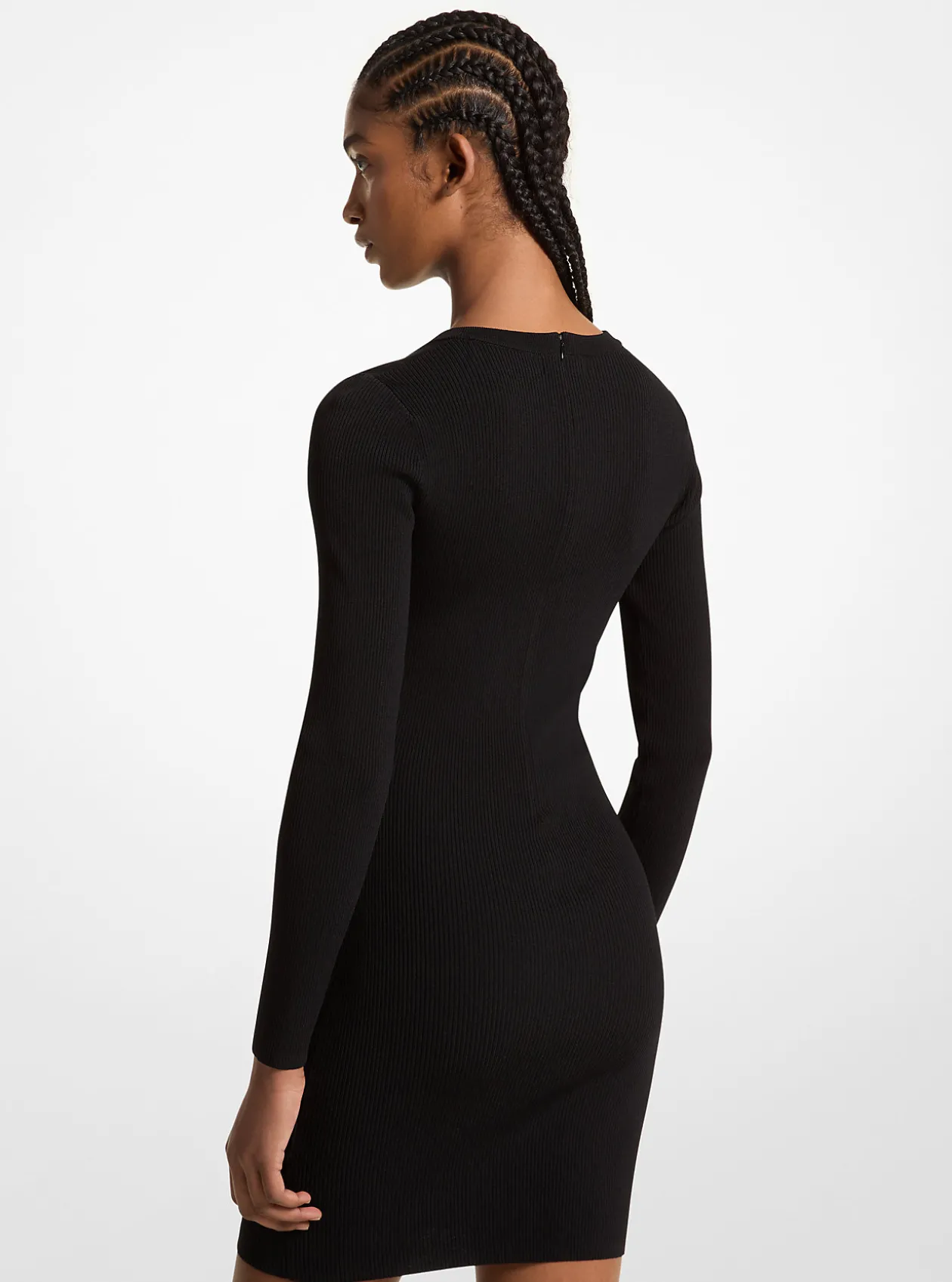 Ribbed Stretch Knit Lace-Up Dress