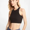 Ribbed Stretch Viscose Cropped Tank Top