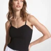 Ribbed Stretch Viscose Cropped Tank Top