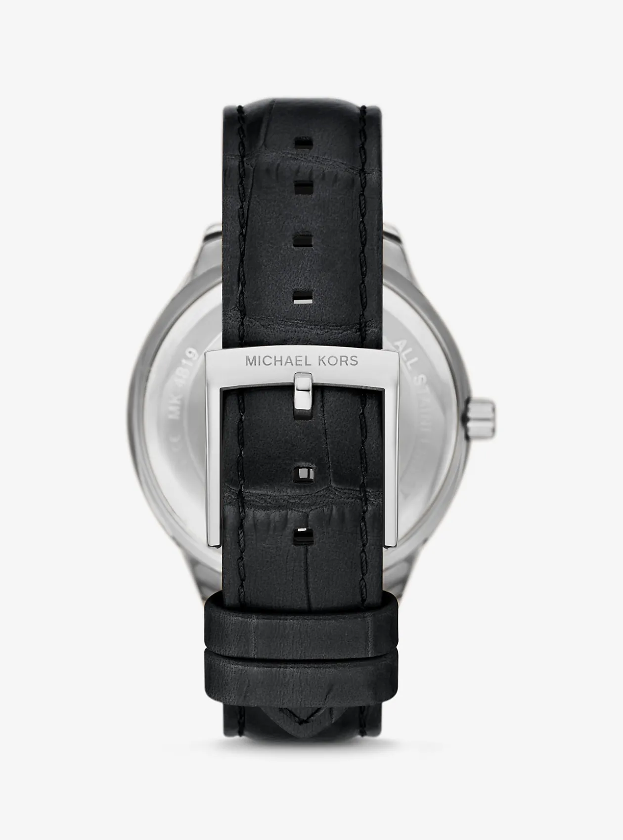 Sage Pavé Silver-Tone and Crocodile Embossed Leather Watch