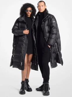 Satin Cir&eacute; Puffer Coat