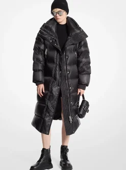 Satin Cir&eacute; Puffer Coat
