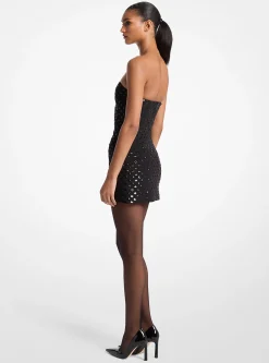 Sequined Dot Stretch Crepe Dress