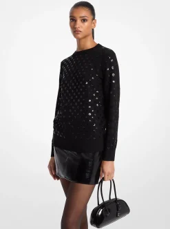 Sequined Dot Wool Sweater