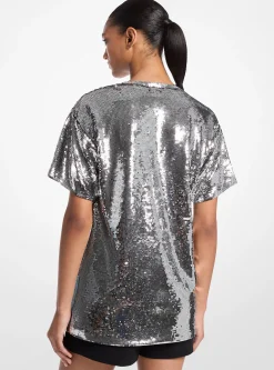 Sequined Jersey Oversized T-Shirt