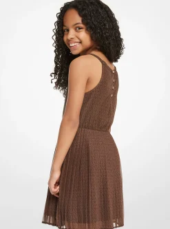Signature Logo Print Pleated Dress