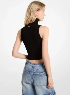 Sleeveless Turtleneck Cropped Top