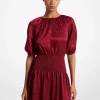 Smocked Moir&eacute; Jacquard Mini Dress