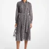 Snake Print Georgette Pleated Shirtdress