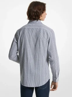 Stretch Cotton Striped Woven Shirt