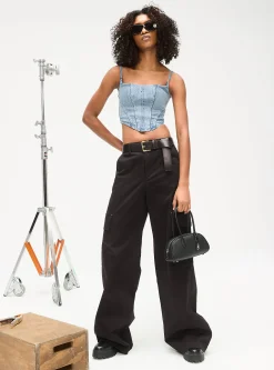 Stretch Denim Bustier Top