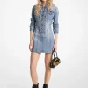 Stretch Denim Lace-Up Mini Dress