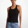 Studded Stretch Cotton Blend Tank Top