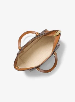 Taryn Small Signature Logo and Leather Convertible Crossbody Bag