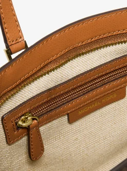 Taryn Small Signature Logo and Leather Convertible Crossbody Bag