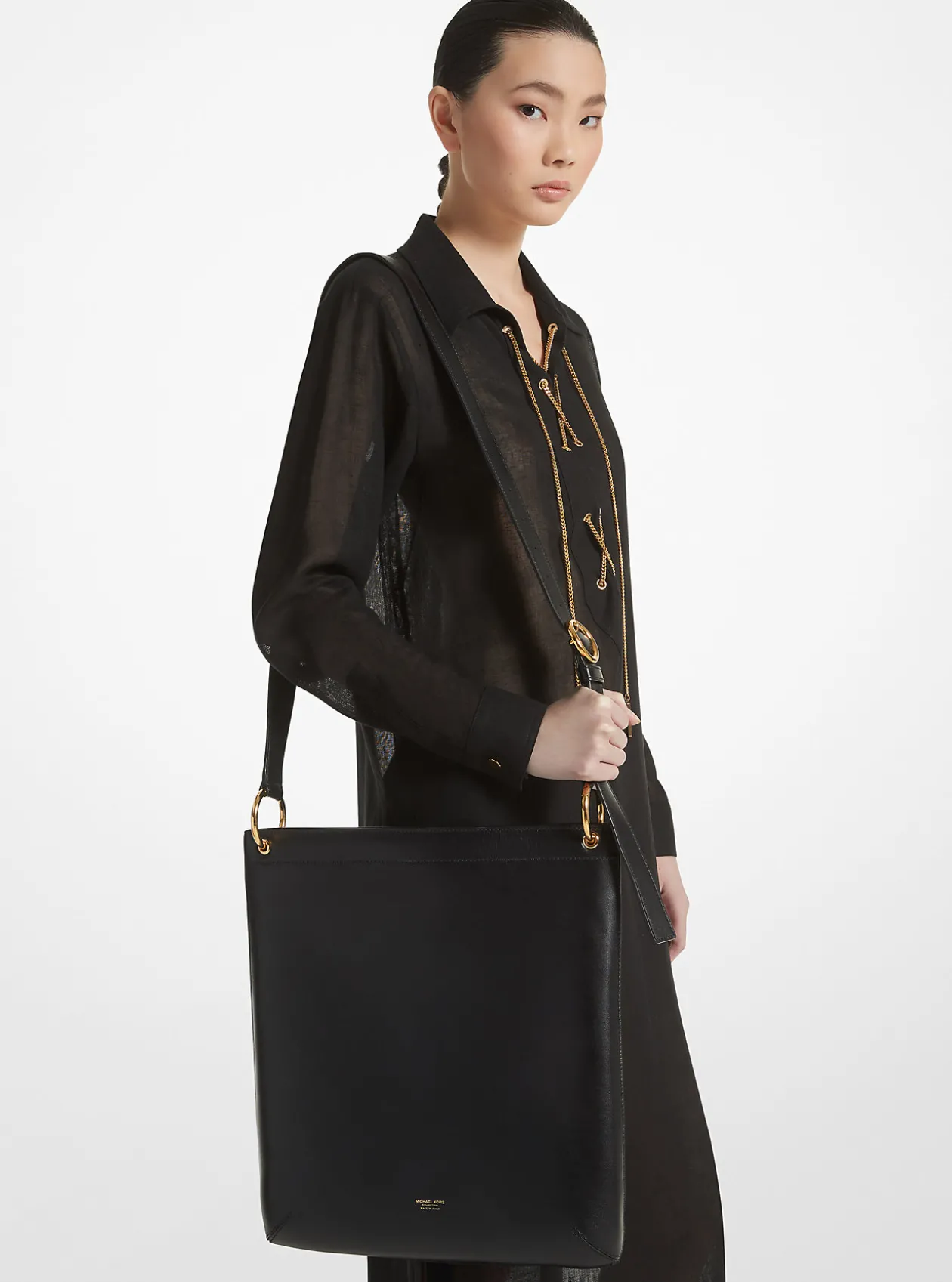 Tate Large Leather Messenger Bag