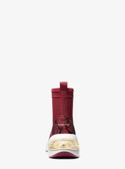 Toni Stretch Knit and Snake Embossed Leather Sock Sneaker
