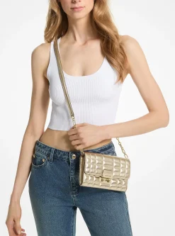Tribeca Large Metallic Leather Convertible Crossbody Bag
