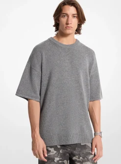 Wool and Cashmere Blend Short-Sleeve Sweater