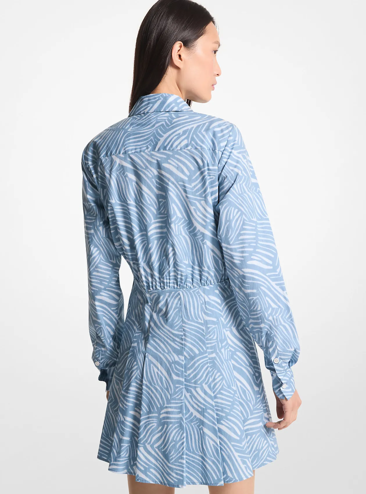 Zebra Print Stretch Cotton Poplin Shirtdress