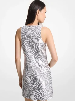 Zebra Sequined Tank Dress